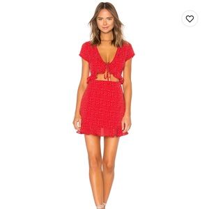 Superdown Mercy Polka Dot Dress in Red